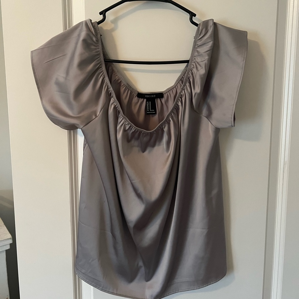 Off shoulder satin shirt